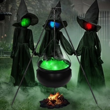 Large Witch Cauldron with Lights for Halloween Decorations