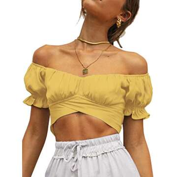 Stylish LYANER Ruffle Tie Up Crop Top for Summer