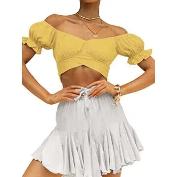 Stylish LYANER Ruffle Tie Up Crop Top for Summer