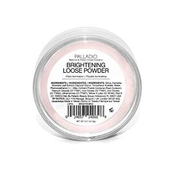 Palladio 4 Ever+Ever Mattifying Loose Setting Powder, Brighten Dark Circles, Lightens, and Creates a Look Of Luminosity, Soft, Radiant Finish All Day Wear, (Brightening Powder)