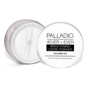 Palladio 4 Ever+Ever Mattifying Loose Setting Powder, Brighten Dark Circles, Lightens, and Creates a Look Of Luminosity, Soft, Radiant Finish All Day Wear, (Brightening Powder)