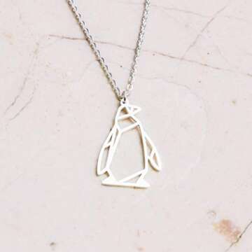 La Menagerie Penguin Origami Silver Necklace for Women