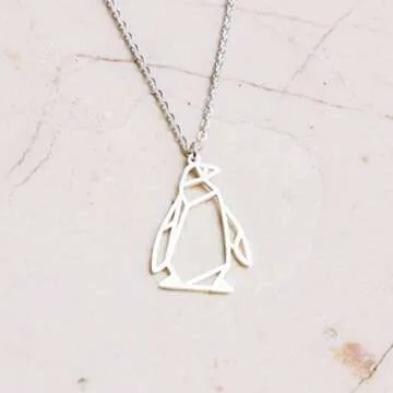 La Menagerie Penguin Origami Silver Necklace for Women
