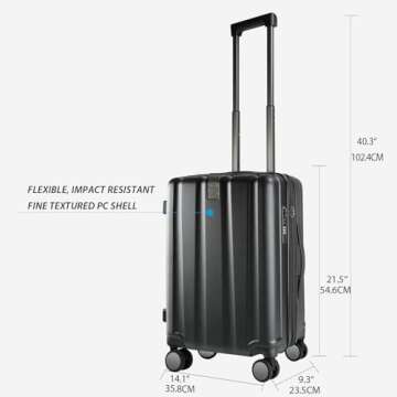KROSER Hardside Expandable Carry On Luggage with Spinner Wheels & Built-in TSA Lock, Durable Suitcas...