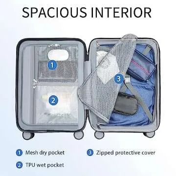 KROSER Expandable Carry On Luggage with USB Port