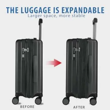 KROSER Expandable Carry On Luggage with USB Port