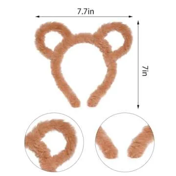 Yolyoo 8 Pieces Chipmunks Costumes Set Include 3 Chipmunk Ears Headband 3 Tutu Dress 1 Black Round Frame Glasses for Halloween Party Animal Costume Accessories