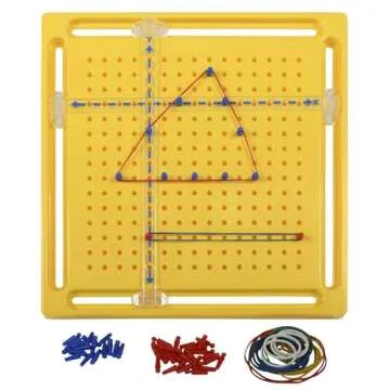 LEARNING ADVANTAGE X-Y Coordinate Pegboard - Includes 50 Pegs with Rubber Bands - Geometry Math Manipulative - Teach Lines, Coordinates, Symmetry, Rotations and Translations