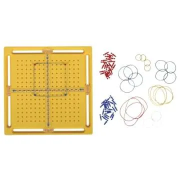 LEARNING ADVANTAGE X-Y Coordinate Pegboard - Includes 50 Pegs with Rubber Bands - Geometry Math Manipulative - Teach Lines, Coordinates, Symmetry, Rotations and Translations