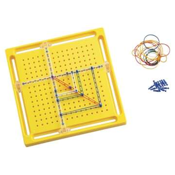 LEARNING ADVANTAGE X-Y Coordinate Pegboard - Includes 50 Pegs with Rubber Bands - Geometry Math Manipulative - Teach Lines, Coordinates, Symmetry, Rotations and Translations