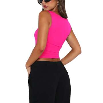 REORIA Women's Sexy Going Out Crop Tops Square Neck Double Lined 2025 Fashion Cute Basic Trendy Tank...