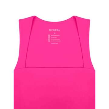 REORIA Women's Sexy Going Out Crop Tops Square Neck Double Lined 2025 Fashion Cute Basic Trendy Tank Tops Summer Y2k Teen Girls Valentine Clothes Rose Medium