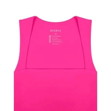 REORIA Women's Sexy Going Out Crop Tops Square Neck Double Lined 2025 Fashion Cute Basic Trendy Tank Tops Summer Y2k Teen Girls Valentine Clothes Rose Medium