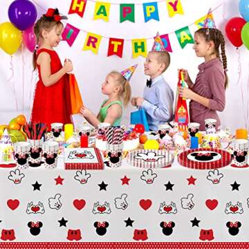 APOWBLS Minnie Birthday Party Supplies Girls - Minnie Theme Party Decorations Tableware Include Plate, Cup, Napkin, Tablecloth, Cutlery, Straw, Minnie Theme Birthday Baby Shower Decorations | Serve 24