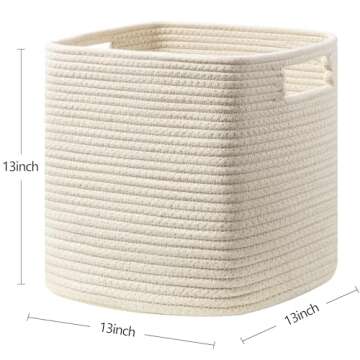 UBBCARE Set of 3 Cotton Rope Basket 13 X 13 X 13 Inches, Woven Storage Baskets for Shelves, Organizi...
