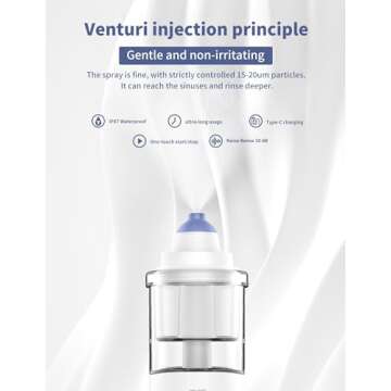 WINCARE Nasal Care for Sinus Relief Nose Cleaner, Sinus Rinse Kit with10 Salt Packs, Portable Nasal Irrigation System for Children and Adults, Powered Sinus Cleaner Alternatives to Neti Pot（Blue