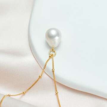 Vitalitti Pearl Necklaces for Women, Genuine Lustrous Baroque Pearl Pendant Necklace, 18K Gold Plated 20 inch Necklace, Luxury Trendy Jewelry Gift for Women