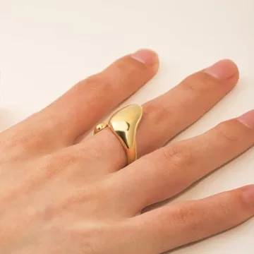 YADUDA Minimalist Teardrop Chunky Open Ring for Women