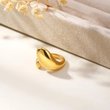 YADUDA Minimalist Teardrop Chunky Open Ring for Women