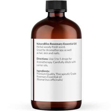 NaturoBliss 100% Pure Rosemary Essential Oil Therapeutic Grade Premium Quality (4 fl. oz) with Glass...