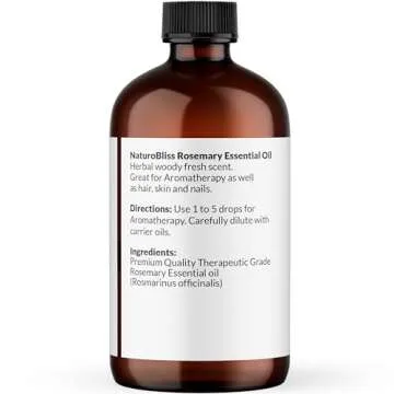 NaturoBliss 100% Pure Rosemary Essential Oil Therapeutic Grade Premium Quality (4 fl. oz) with Glass...