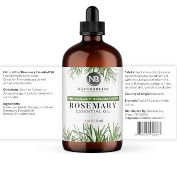 Pure Rosemary Essential Oil for Aromatherapy and Wellness