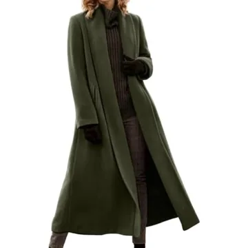 TIAFORD Women's Woolen Blend Lapel Collar Long Sleeve Oversized Trench Coat Loose Warm Thicken Cardi...
