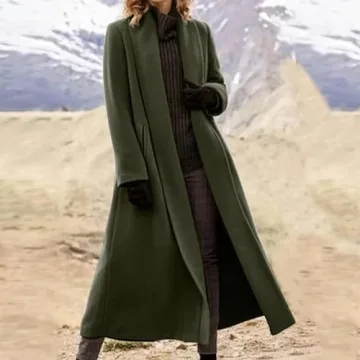 TIAFORD Women's Woolen Blend Lapel Collar Long Sleeve Oversized Trench Coat Loose Warm Thicken Cardigan Outwear for Women