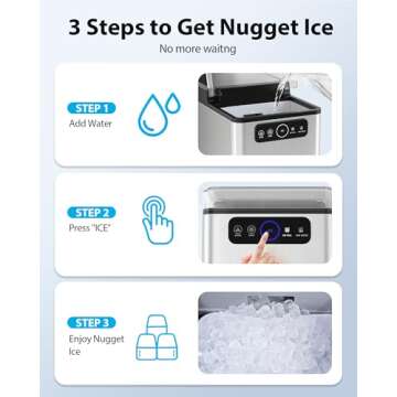 Aeitto Nugget Ice Maker 40Lbs/24H, Countertop Soft Chewable Ice Pebble Ice Machine, One-Click Operation, Auto Self-Cleaning Ice Makers with Scoop&Basket for Home, Office, Kitchen, Party (Silver)