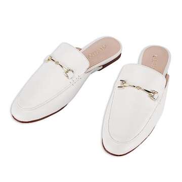 JENN ARDOR Mules for Women Flats Backless Loafers Shoes Slip On Slippers Pointed Toe Low Heel Work S...