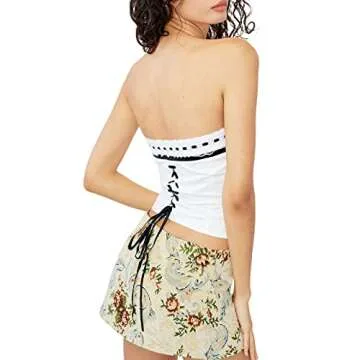 Women Lace Trim Strapless Tube Top for Y2K Style