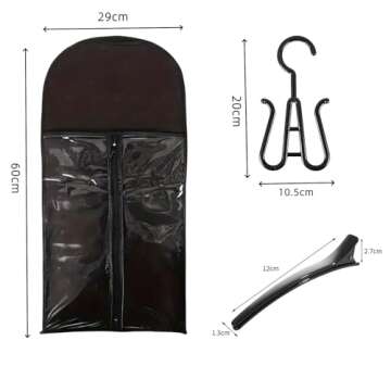 Hair Extension Holder Wig Bag with Hanger Wig Storage Portable Wig Bags Storage Style Hair Travel Hair Extensions Bag for Multiple Wigs Hair Extensions, Wigs & Accessories (black)