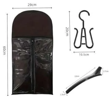 Hair Extension Holder Wig Bag with Hanger Wig Storage Portable Wig Bags Storage Style Hair Travel Hair Extensions Bag for Multiple Wigs Hair Extensions, Wigs & Accessories (black)