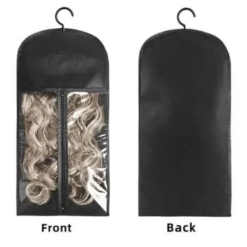 Hair Extension Holder Wig Bag with Hanger Wig Storage Portable Wig Bags Storage Style Hair Travel Hair Extensions Bag for Multiple Wigs Hair Extensions, Wigs & Accessories (black)