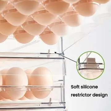 vacane 24 Capacity Egg Holder for Refrigerator Organizer Bins, Clear Egg Storage Container For Fridge Egg Drawer Egg Tray with Non-Slip Pads, Bpa Free Egg Organizer