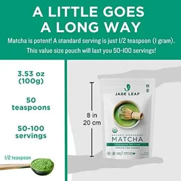Jade Leaf Matcha Organic Green Tea Powder - Teahouse Edition - Premium First Harvest Ceremonial Grad...