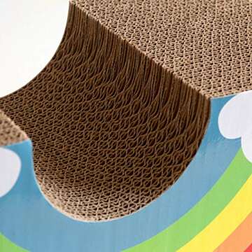 Suck UK - Cat Scratching Rainbow | Cardboard Cat Scratcher | Scratch Post | Kitten Toys | Cats Activity Accessories | Kitten Scratching Mat | Novelty Kittens Scratch Board