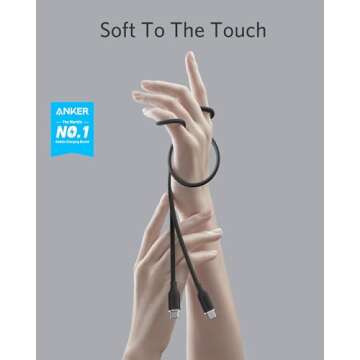 Anker USB C Cable,100W USB C to USB C Flow Cord, Type C Charger Fast Charging for iPhone 16 Series, MacBook Pro 2020 and More (USB 2.0, 6FT, Black)