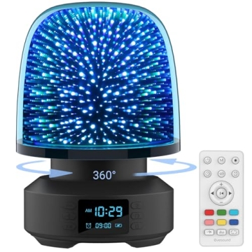 Night Light Bluetooth Speaker with Alarm Clock FM Radio Bedside Lamp Dimmable 7 Color Changing, 360 ...