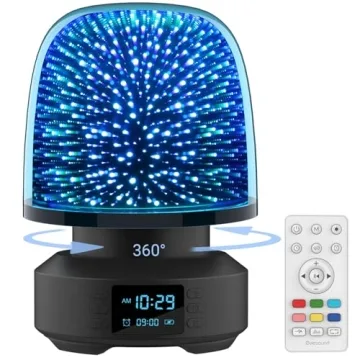 Night Light Bluetooth Speaker with Alarm Clock FM Radio Bedside Lamp Dimmable 7 Color Changing, 360 ...
