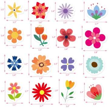 400 Pcs Flowers Foam Stickers Assorted Flower Shaped Self-Adhesive Sticker for Art Greeting Cards Craft