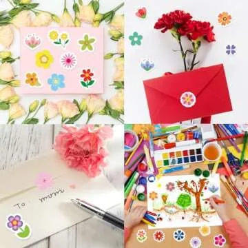 400 Pcs Flowers Foam Stickers Assorted Flower Shaped Self-Adhesive Sticker for Art Greeting Cards Craft