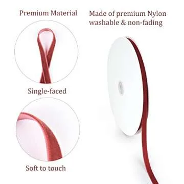 Velvet Ribbon for Gift Wrapping Christmas Tree DIY Crafts, Vintage Burgundy Ribbon for Wedding Valentine's Day Hair Bows Flower Home Garland Party Decoration 3/8" x 10 Yards x 1 Roll