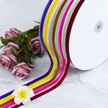 Velvet Ribbon for Gift Wrapping Christmas Tree DIY Crafts, Vintage Burgundy Ribbon for Wedding Valentine's Day Hair Bows Flower Home Garland Party Decoration 3/8" x 10 Yards x 1 Roll