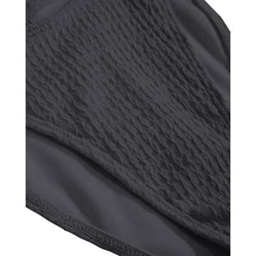 VOLAFA Women's Triangle Bikini Sets Halter Textured Beaded Solid Tie Cheeky Swimsuit Two Piece Bathing Suit (Small, Carbon Black)