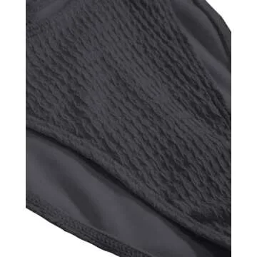 VOLAFA Women's Triangle Bikini Sets Halter Textured Beaded Solid Tie Cheeky Swimsuit Two Piece Bathing Suit (Small, Carbon Black)