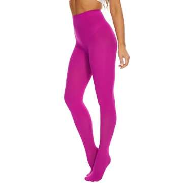 CozyWow Women's 80D Soft Solid Color Semi Opaque Footed Tights High Waist Womens Tights(Large-X-Large, Dark Fuchsia)