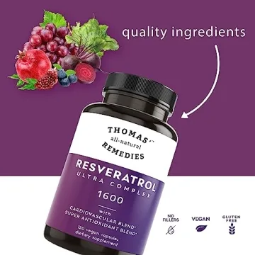 Organic Resveratrol 1600mg Supplement for Anti-Aging & Heart