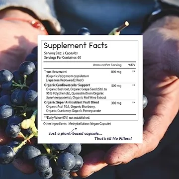 Organic Resveratrol 1600mg Supplement for Anti-Aging & Heart