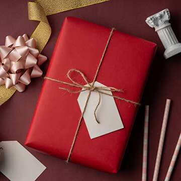 RUSPEPA Kraft Paper Roll - 17.5 inches x 32.8 feet - Recyclable Paper Perfect for Wrapping, Craft, Packing, Floor Covering, Dunnage, Parcel, Table Runner, Red